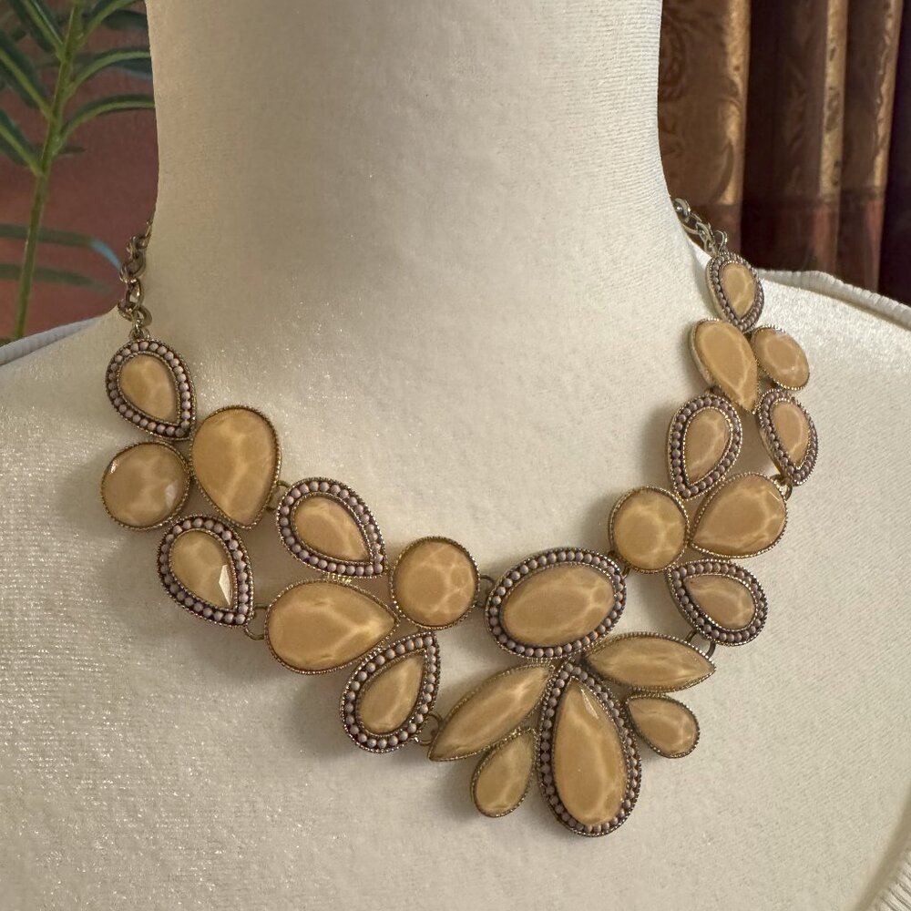Adjustable Statement Bib Necklace in Blush